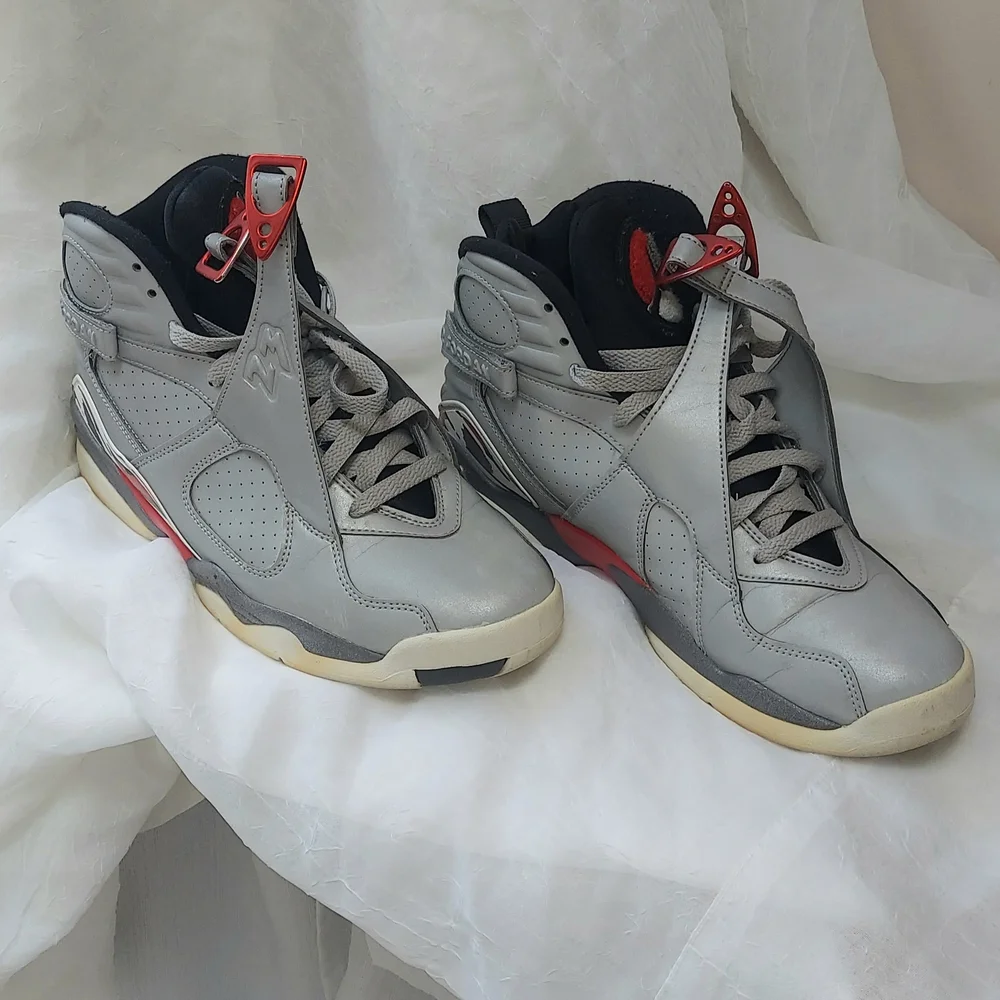 Nike Air Jordan 8 Retro "Reflections of a Champion" Refelctive Gray Sneakers 8.5 - Picture 1 of 14